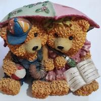 Salvadanaio coppia di orsetti in resina