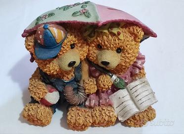 Salvadanaio coppia di orsetti in resina