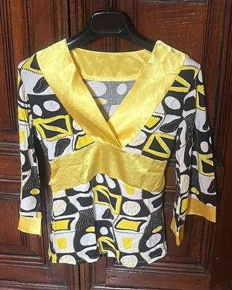 Maglia VintageGiallo/Nero Scollo a V