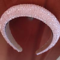 Cerchietto capelli con cristalli rosa 