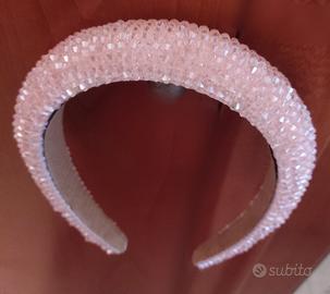 Cerchietto capelli con cristalli rosa 