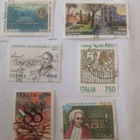 6 francobolli italiani usati del 1991 