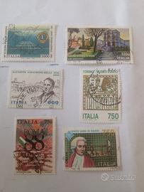 6 francobolli italiani usati del 1991 