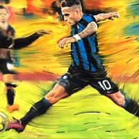 Lautaro Martinez Inter Champions Derby Stampa Tela
