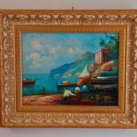 Quadro con Marina di Sorrento, dipinto a olio.