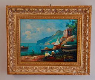 Quadro con Marina di Sorrento, dipinto a olio.