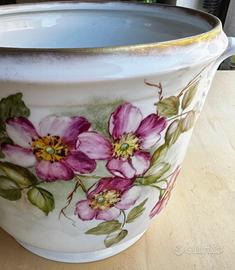 Vaso grande Fiori rosa Dipinto a mano Italia Vinta