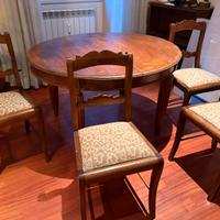 Tavolo francese in rovere con 4 sedie