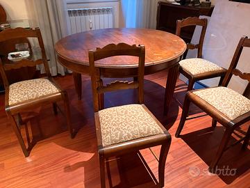 Tavolo francese in rovere con 4 sedie