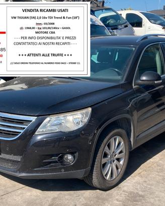 RICAMBI USATI VW TIGUAN 2,0 16v TDI (5N) 03/2008