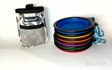 Set da Passeggiata per Cani Ciotole + Borsa Snack
