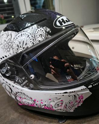 Casco integrale donna HJC I  70 Varok XS nero rosa