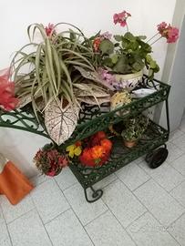 Carrello porta piante in ferro battuto vintage