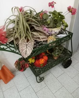 Carrello porta piante in ferro battuto vintage