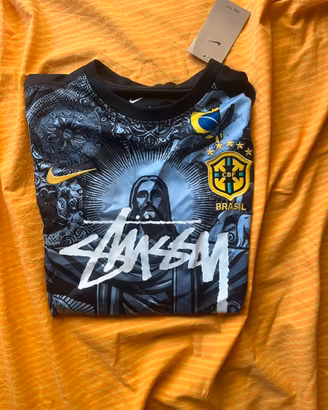 t-shirt da calcio nikeXstussy nera brasile