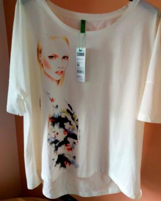 Maglietta t-shirt donna Benetton nuova.