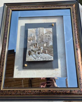 Quadro con bassorilievo in argento 800