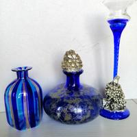 Tris soprammobili blu/argento+portagioie