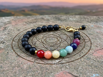 Bracciale arcobaleno (7 Chakra) con Pietre dure