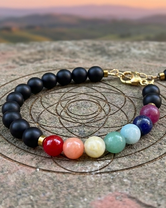 Bracciale arcobaleno (7 Chakra) con Pietre dure