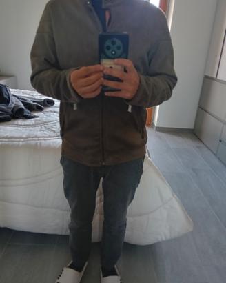 Giacca uomo biker verde scuro 