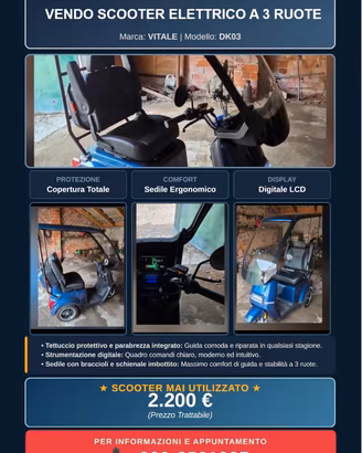 Scooter elettrico 3 ruote per anziani