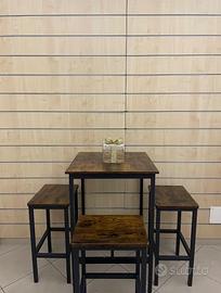 Set tavolo alto con 3 sgabelli stile industriale