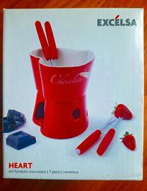 Set fonduta cioccolato o altro a forma cuore