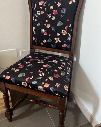 Sedia tappezzata fiori