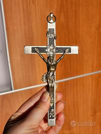 Crocifisso d'Epoca Memento Mori – Ebano e Argento