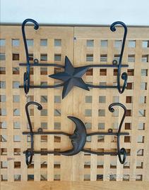 Attaccapanni in ferro (coppia) sole e luna