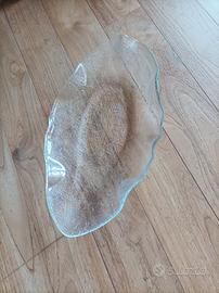 vassoio di vetro forma foglia 60x30x10 cm