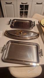 3 vassoi acciaio inox