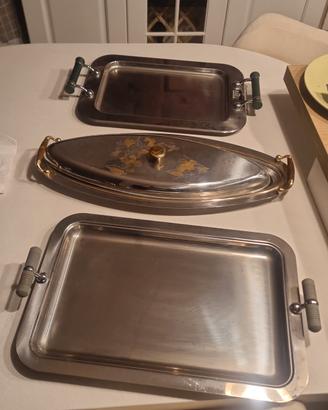 3 vassoi acciaio inox