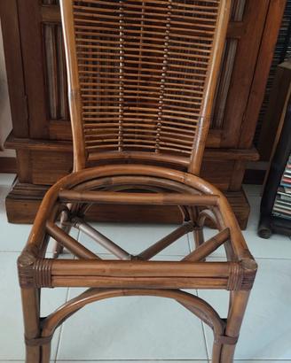 Sedie etniche n. 4 bambù/rattan