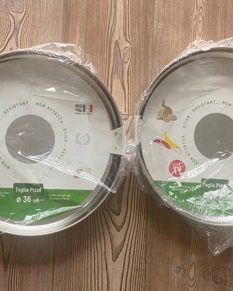 2 Teglie Rotonde per Pizza in Acciaio Inox 18/10