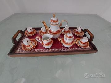 Mini servizio da the/caffè in porcellana con vasso