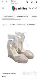 Espadrilles donna estive con zeppa argento nr 39