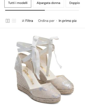 Espadrilles donna estive con zeppa argento nr 39