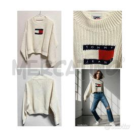 MAGLIONE D TOMMY HILFINGHER BIANCO TRICOT RICAMO B