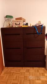 coppia di cassettiere marrone scuro 