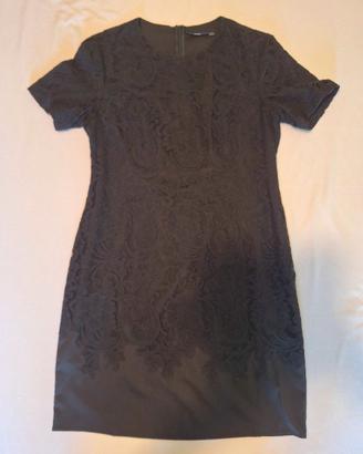 Abito longuette nero a maniche corte