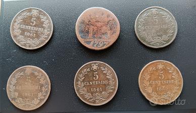 5 centesimi 1861 e 1862