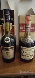 bottiglie vintage Cognac Martell Hennessy con box