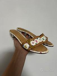 Sandali louis vuitton x takashi murakami bianco