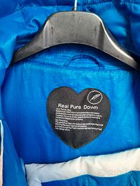 Piumino donna blu Royal maniche corte,100% Vera pi