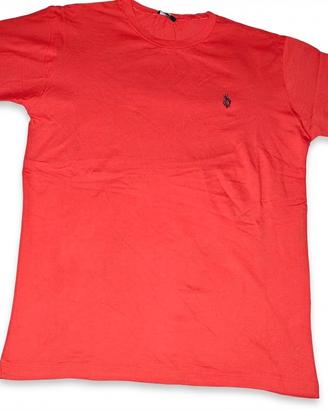 T-Shirt Rossa Casual con Logo Ricamato