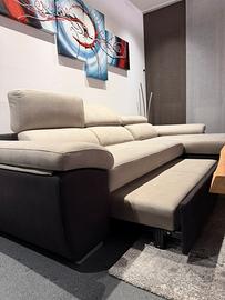 Divano letto con penisola contenitore