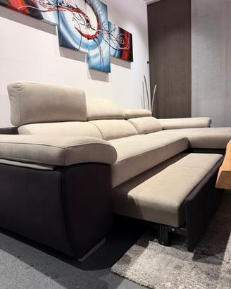 Divano letto con penisola contenitore