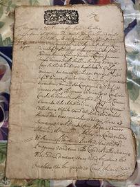 Antico manoscritto agosto 1713sigilli dodici denar